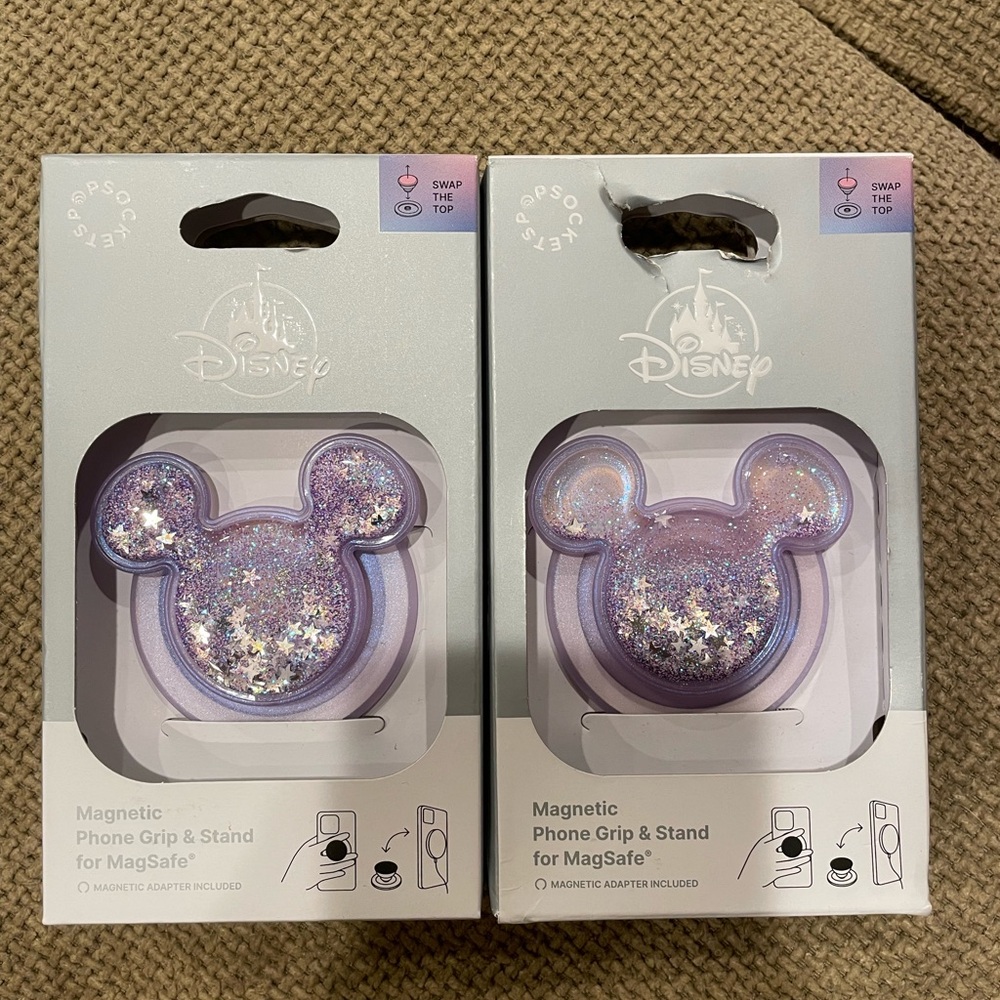 Disney Parks Exclusive Mickey Mouse Purple Glitter PopSockets MagSafe BRAND NEW